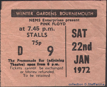 TICKET BOURNEMOUTH 22.1.72