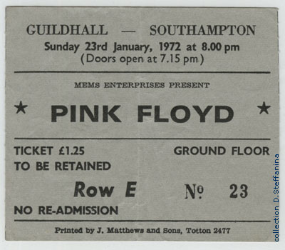 TICKET SOUTHAMPTON 23.1.72